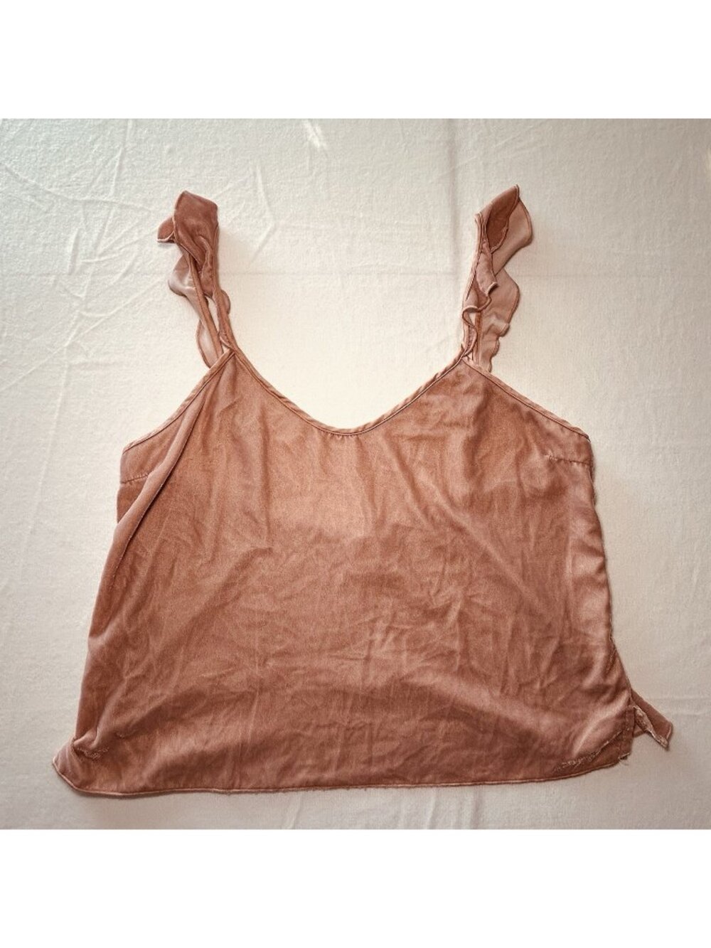 Victoria's Secret Sexy Pink Velvet Ruffle Strap Crop Tank Top Lingerie Size M